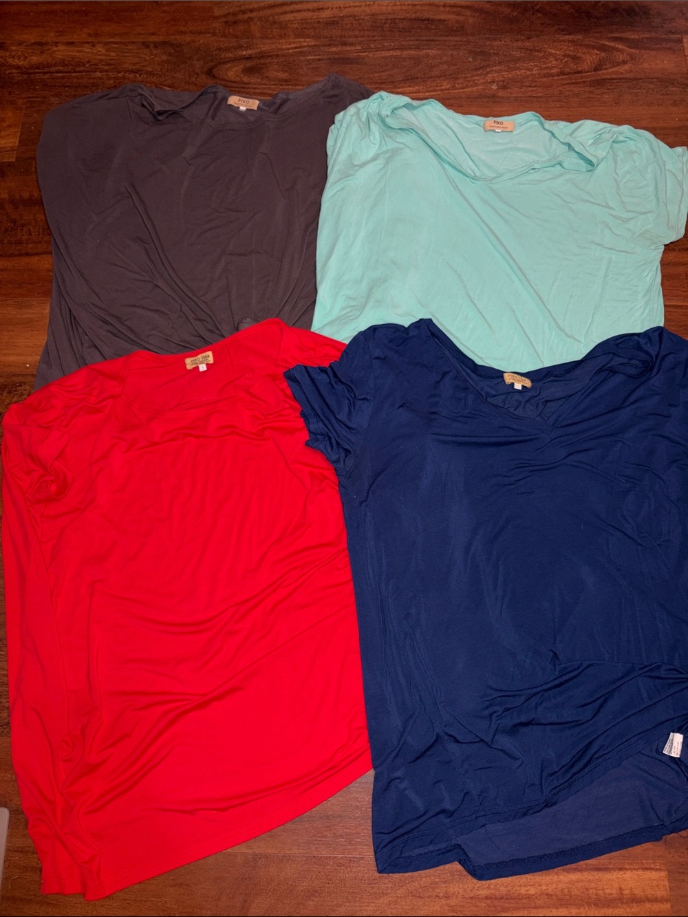 Piko 1988 Womens Small SS Summer Shirts Lot of 4 Red Brown Navy Green